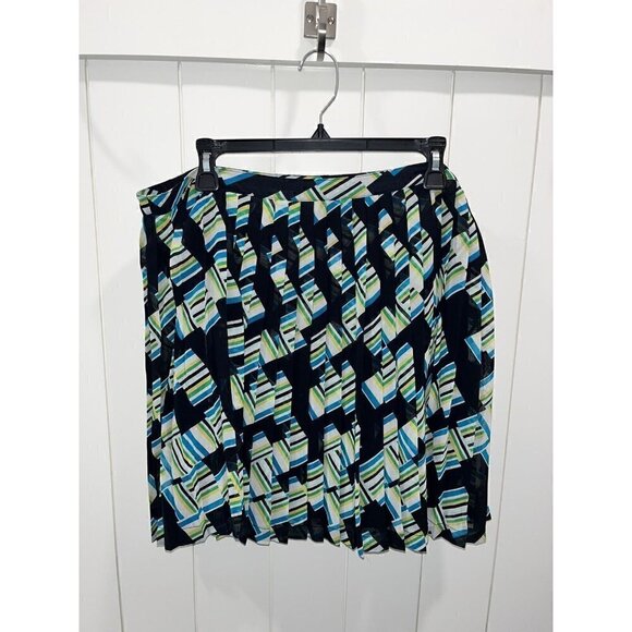 Banana Republic Dresses & Skirts - Banana Republic Women's Mini Pleated Lined Skirt 14 Multicolored Blue Geometric